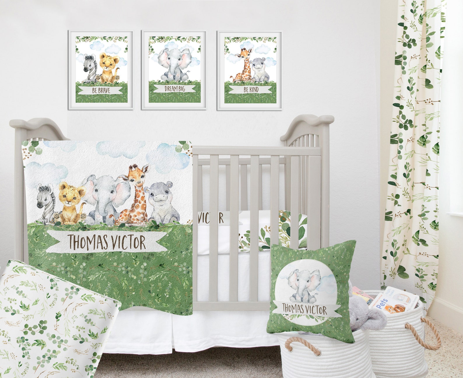 Safari Animals Baby Boy Curtains Elephant Nursery Room Etsy