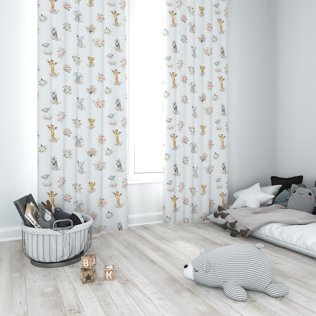 Safari Nursery Curtains Nursery Room Curtains Windows Etsy