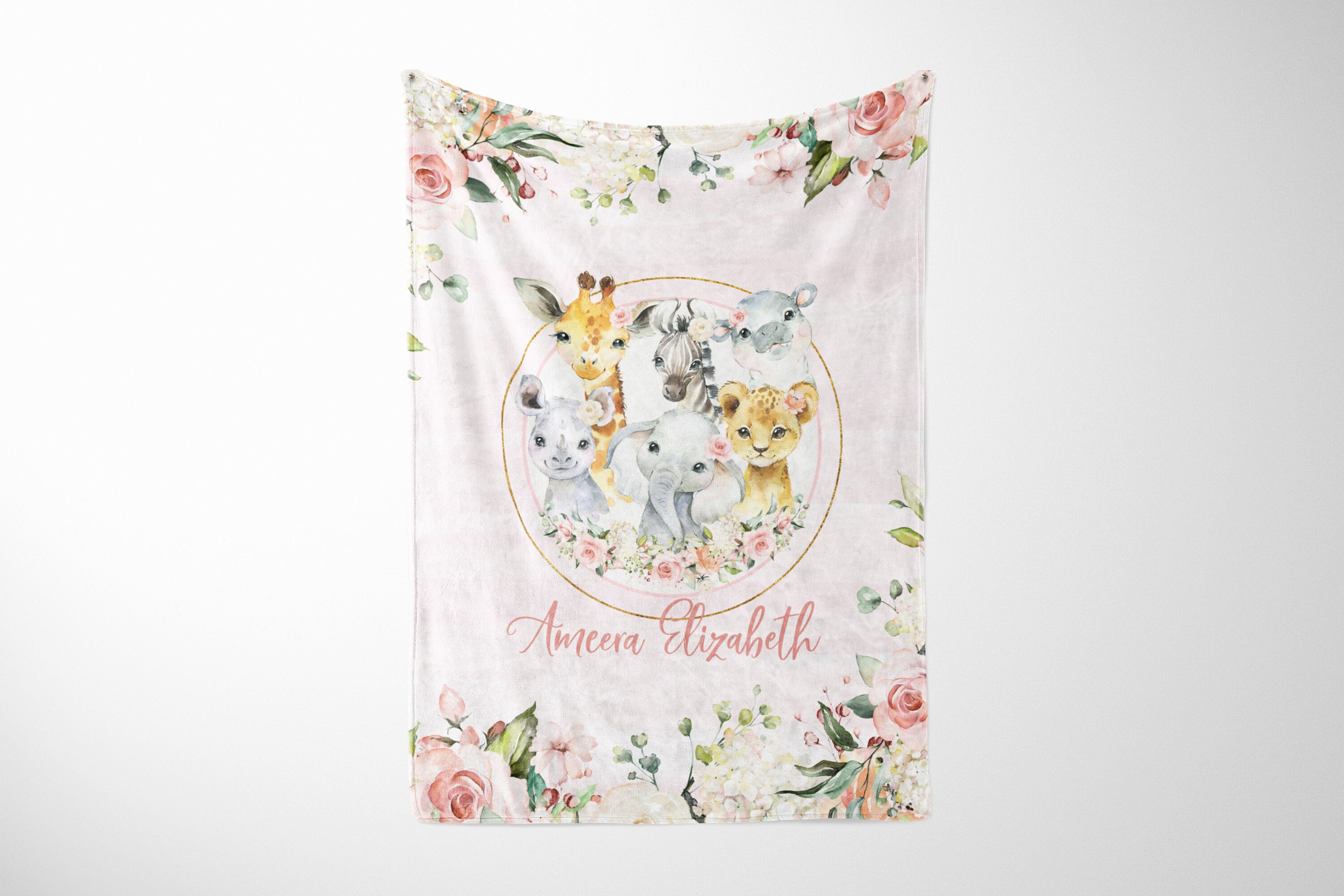 Safari Animals Girl Bedding Set: Blush Pink Floral Comforter - Etsy