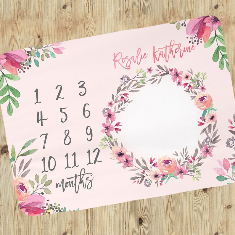 personalized baby girl milestone blanket