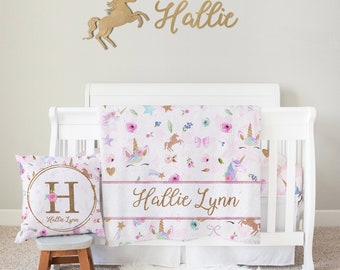 unicorn mini crib bedding