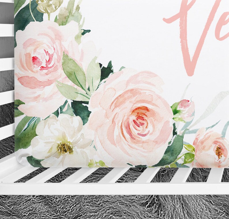 Personalized Crib Sheet Girl Crib Sheet With Name Custom Etsy