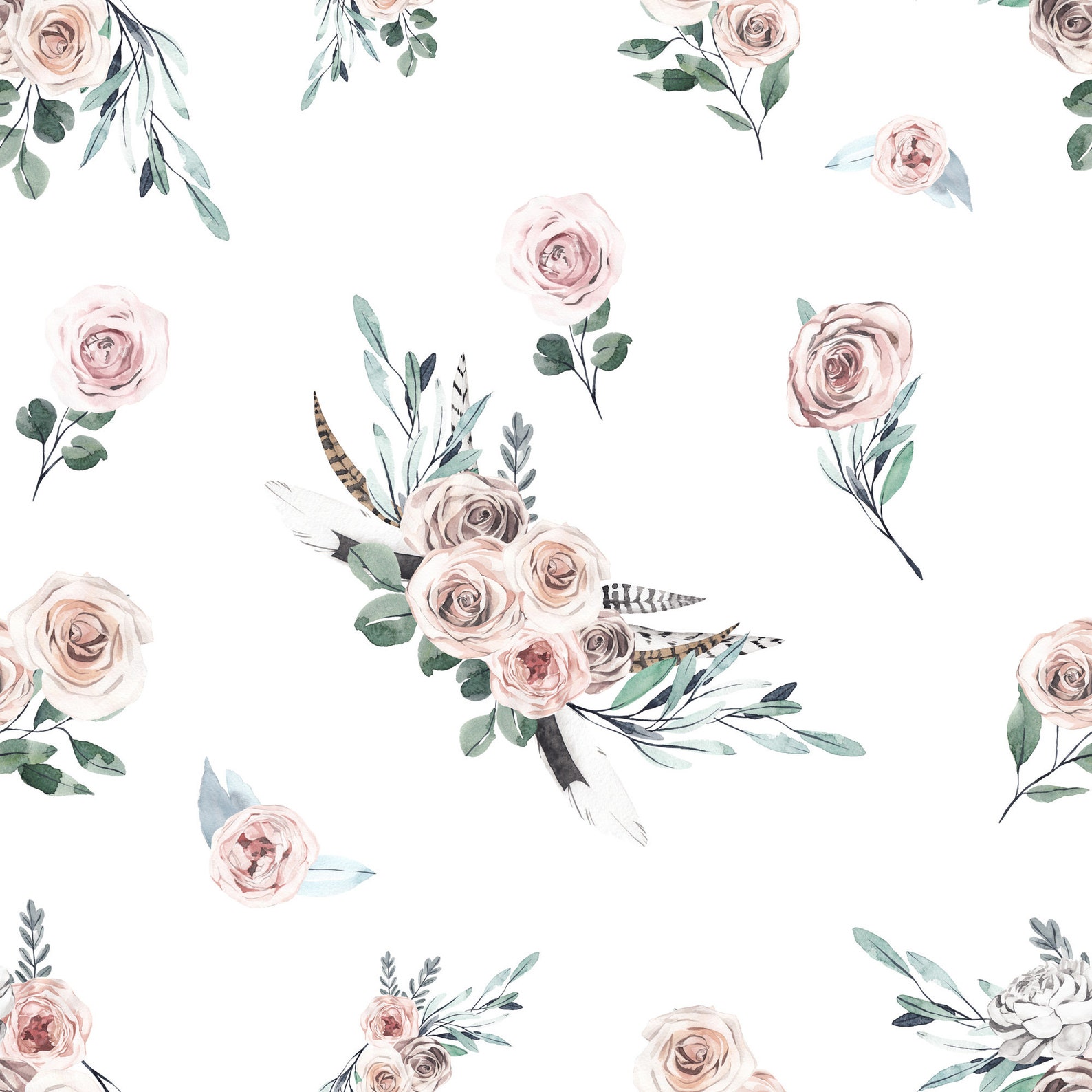 Baby Girl Nursery Wallpaper Boho Floral Wallpaper Pink and Etsy