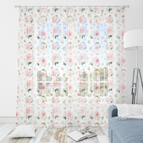 Blush Floral Curtains Etsy