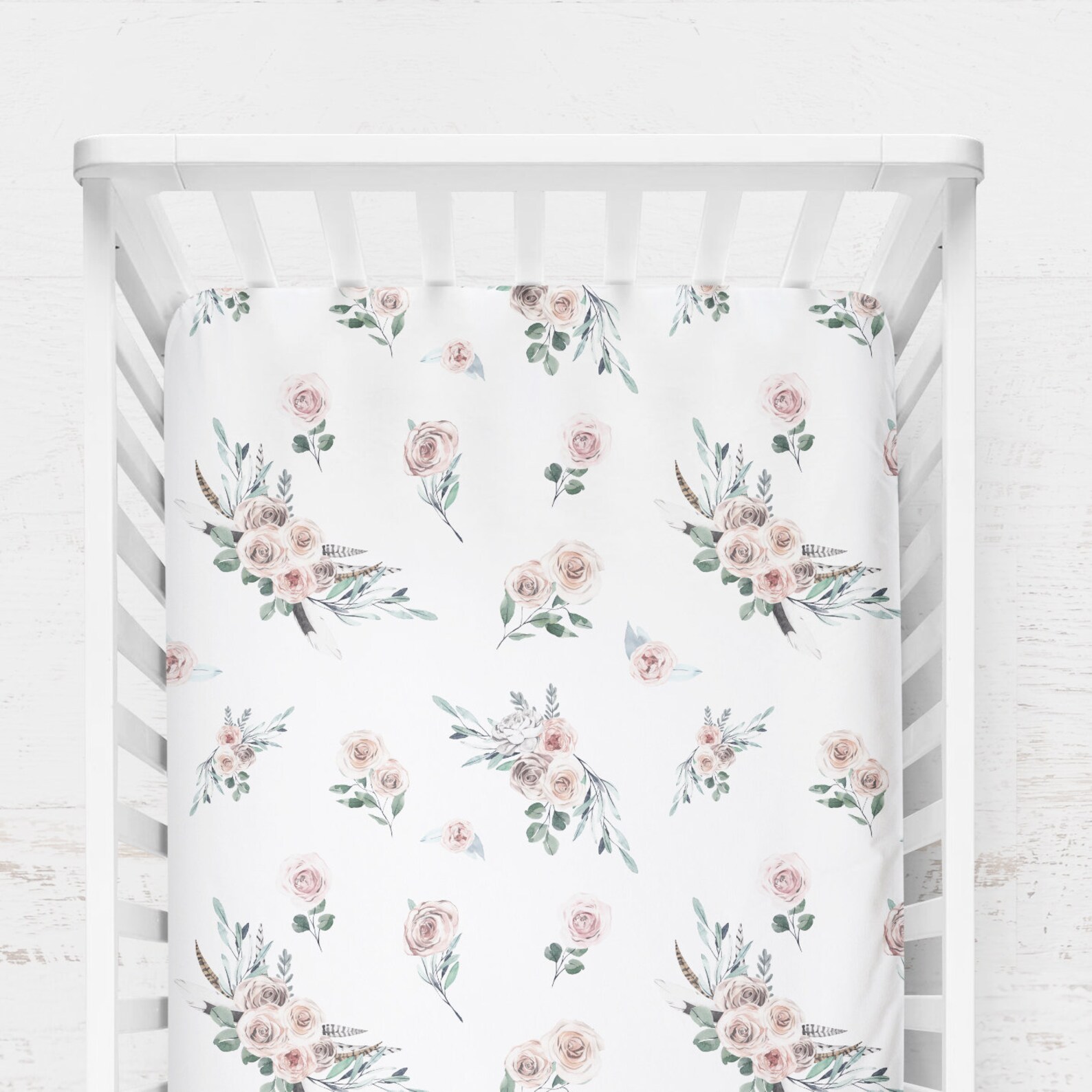 Floral Baby Girl Crib Sheet Boho Flowers Crib Sheet Pink and Etsy