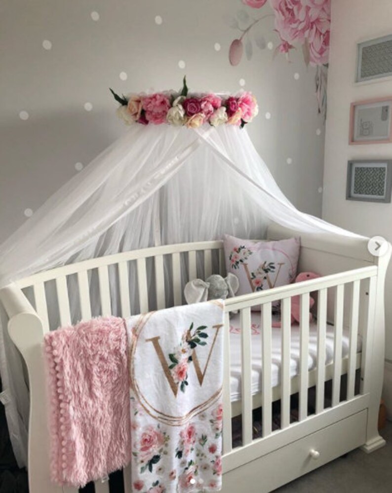 Floral pink personalized nursery bedding set girl custom Etsy