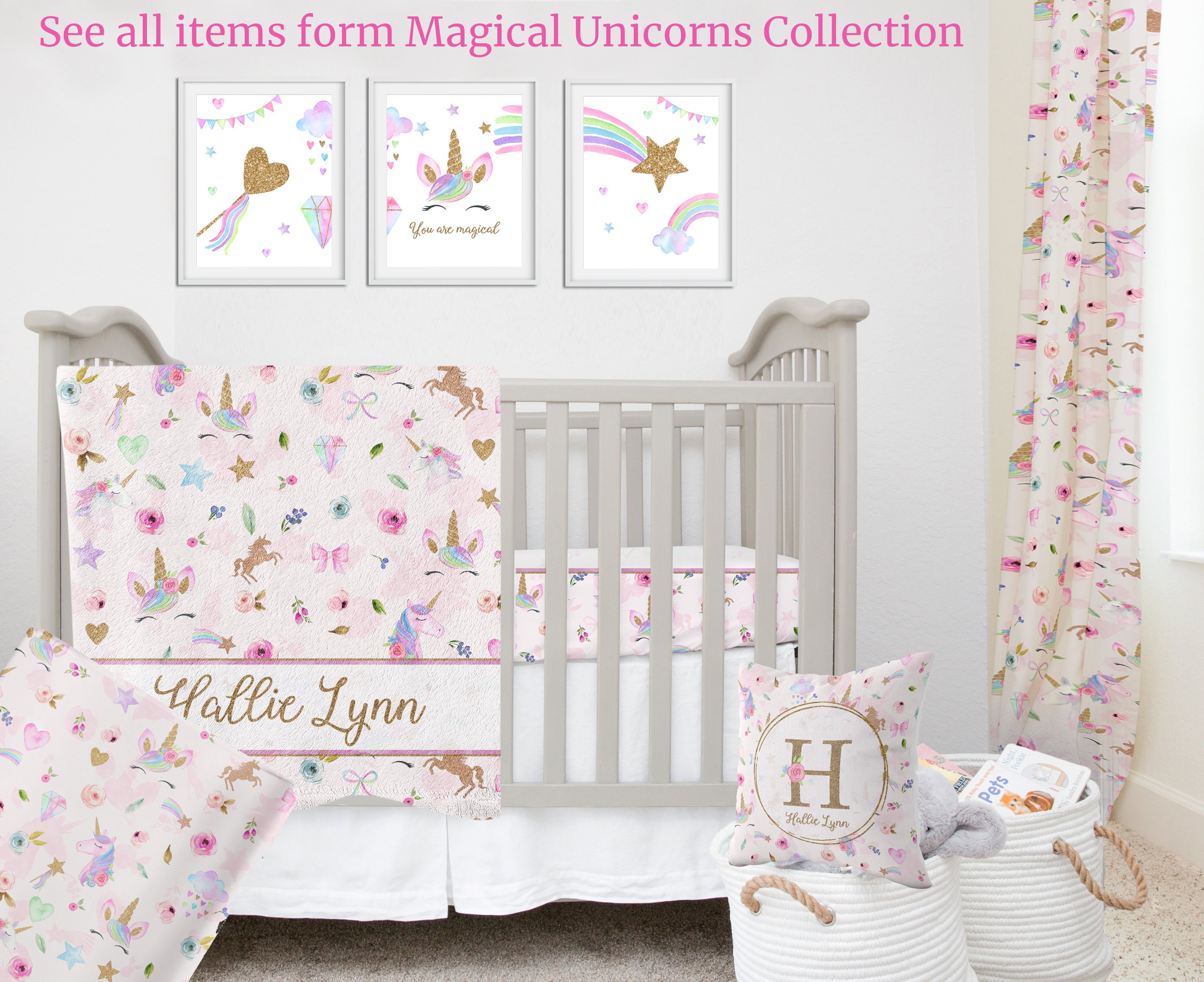 Unicorns Nursery Bedding Pink and Gold Baby Crib Sheet Unicorns Nursery for Baby Girl Unicorns Crib Sheet for Girl MAGICAL UNICORNS Etsy UK