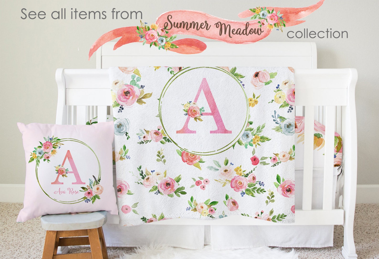 Floral Nursery Curtains Baby Room Curtains Pink Watercolor Etsy