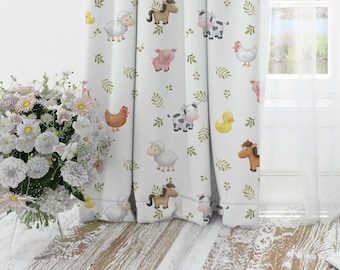 Farmhouse Nursery Curtains: Farm Animals Baby Room Decor