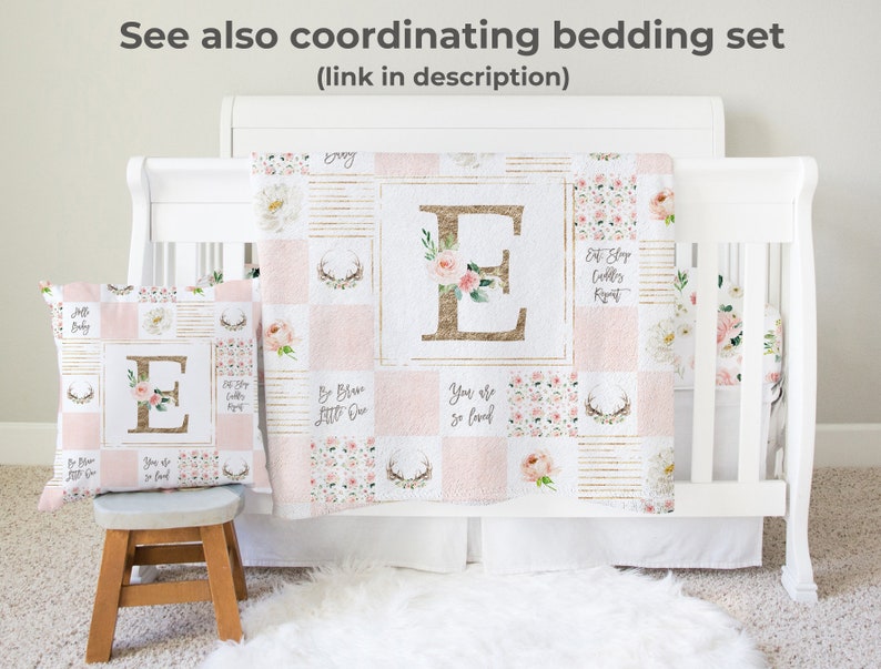 Antlers Woodland Milestone Blanket Girl / Antlers Deer Baby Etsy