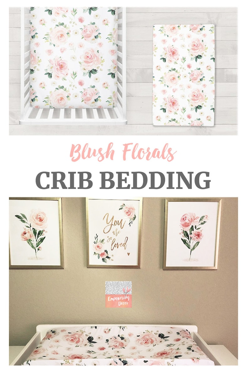 Floral Baby Girl Crib Set Nursery Bedding Pink Flower Etsy
