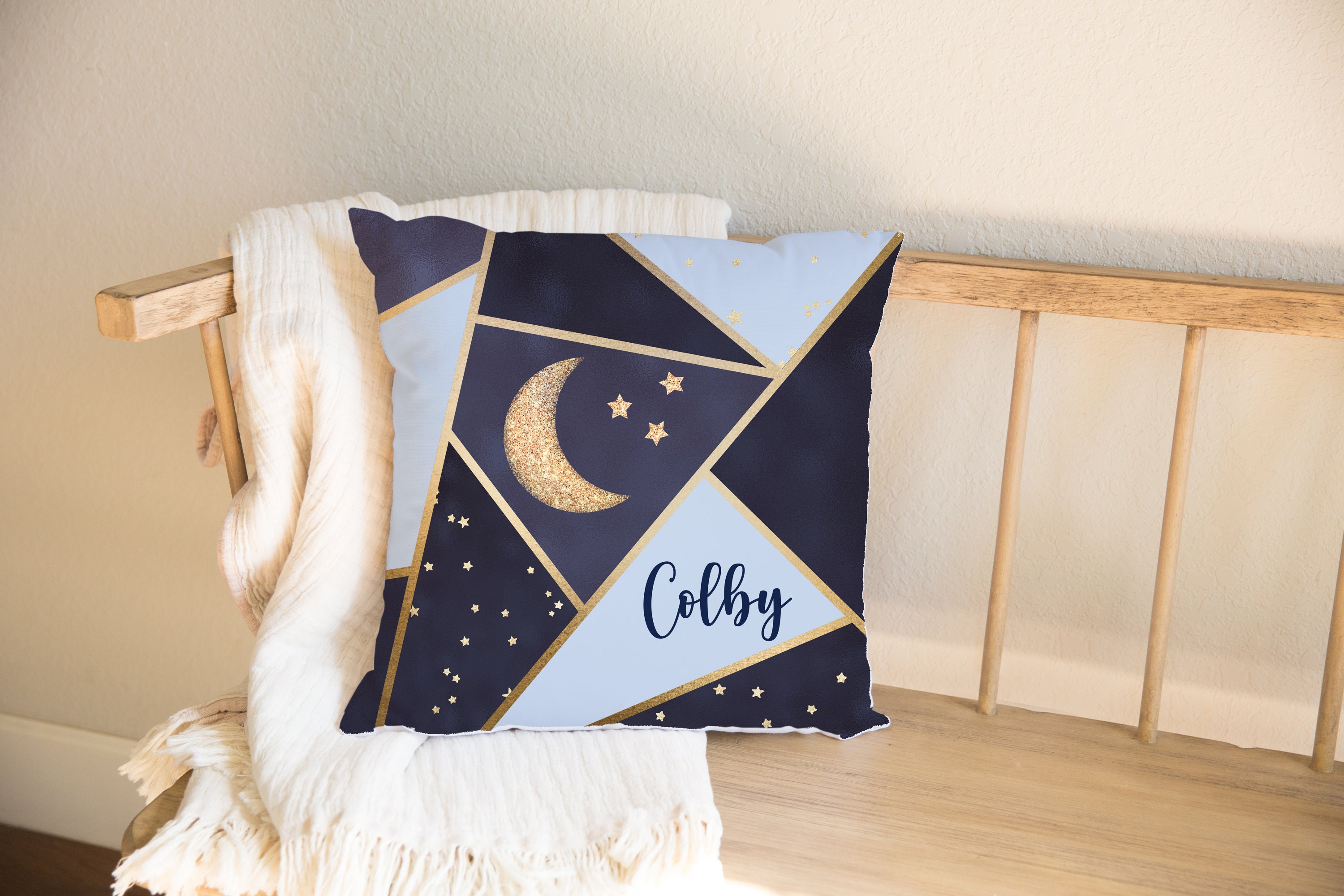 Crib Bedding Set Boy Moon and Stars Personalized Nursery Etsy