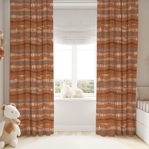 Modern boho curtains, living room nursery curtains, bohemian curtain panels, boho curtains, rust brown curtain, boho curtains, long curtains