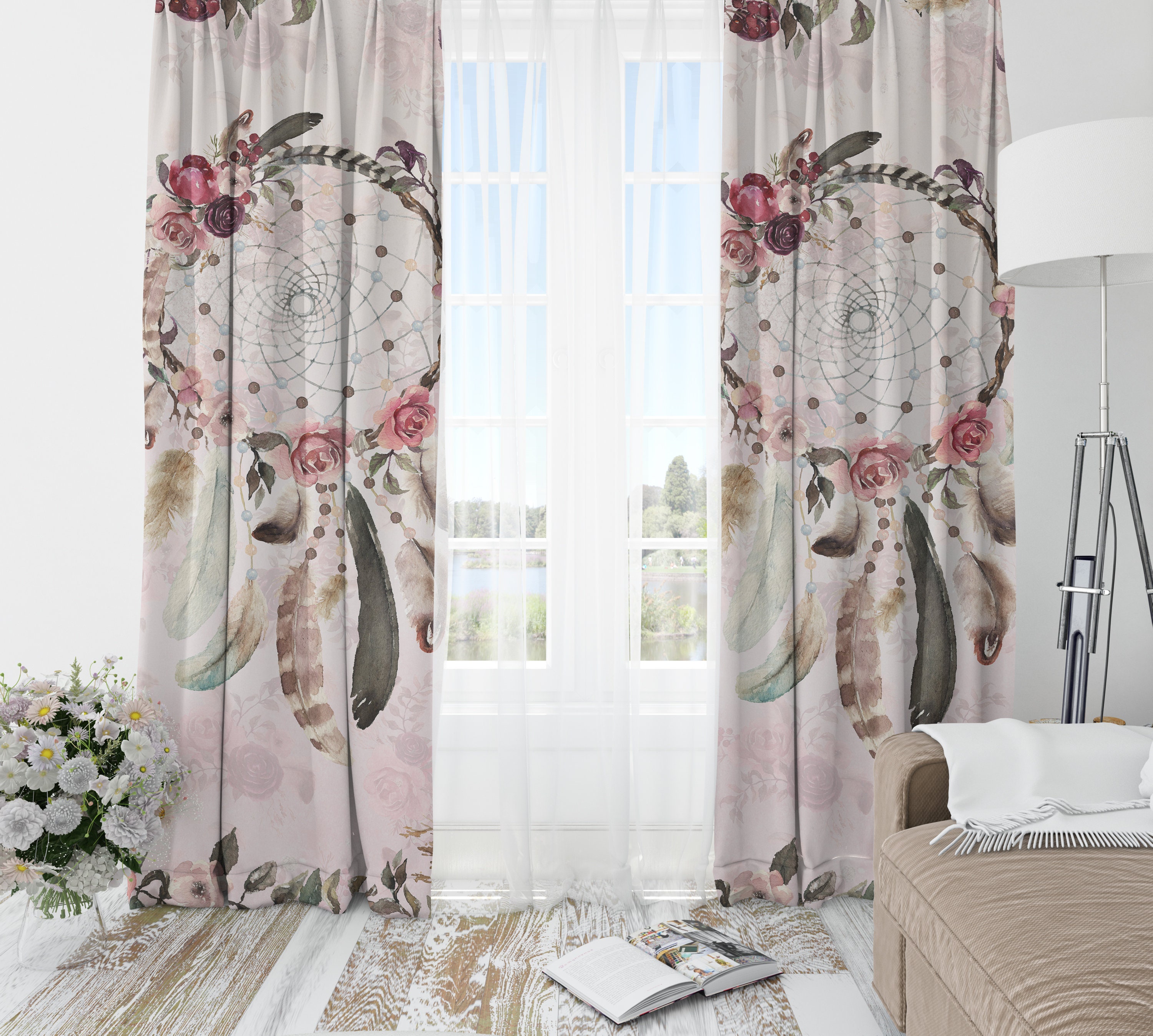 Dreamcatcher Blackout Curtains Floral Living Room Curtains - Etsy