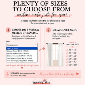 The image is a promotional graphic for a fabric store, featuring a variety of fabric sizes available for customers to choose from.