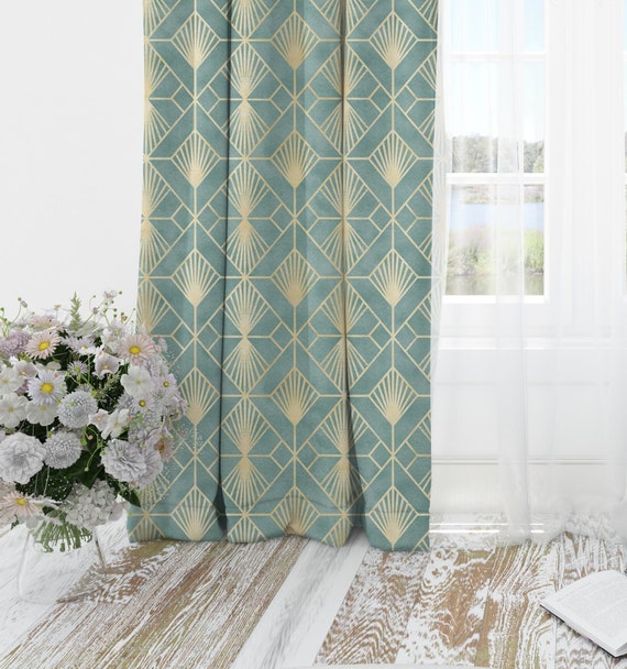 Cortinas opacas, cortinas doradas para salón, paneles de cortina elegantes,  cortinas de lujo, cortina verde azulado, cortinas doradas, cortinas  personalizadas -  España