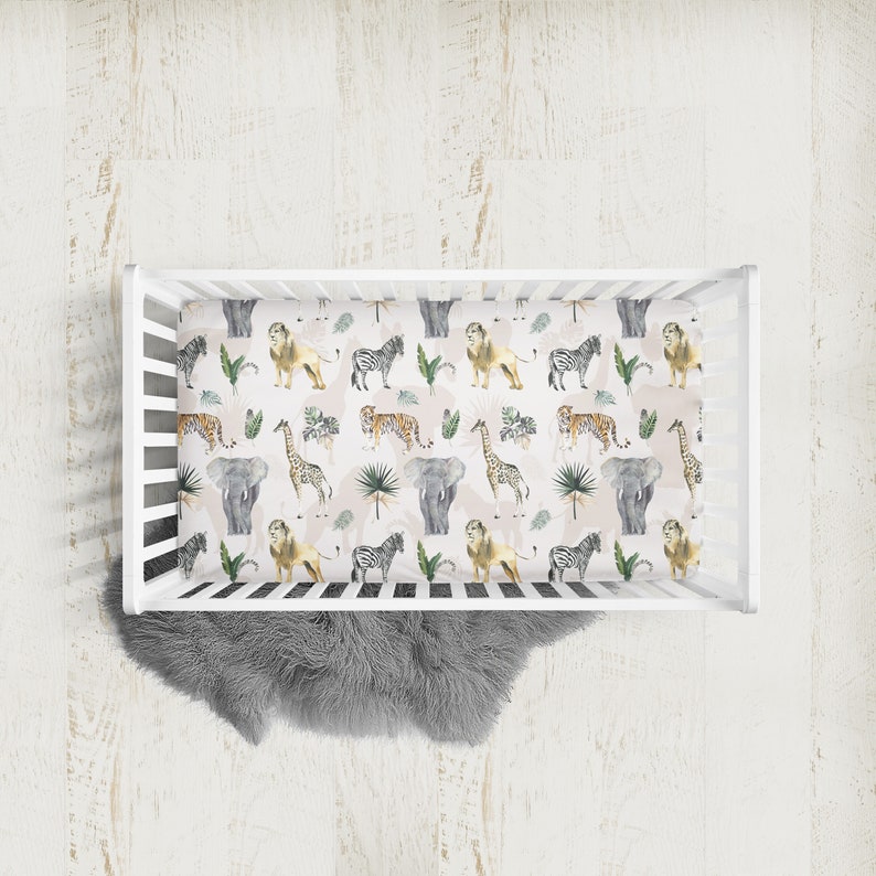 Safari Crib Sheet Crib Bedding Gender Neutral Baby Bedding Etsy