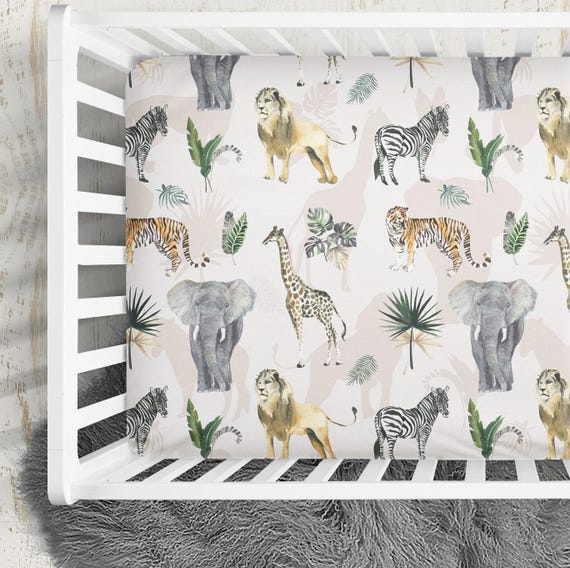 Safari Animals Crib Sheet: Gender Neutral Baby Bedding