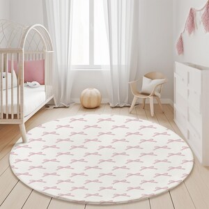 Tappeto per cameretta con fiocchi rosa: tappeto moderno ad acquerello per la cameretta dei bambini