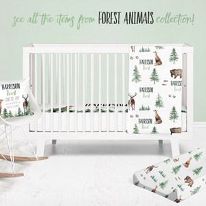 Crib sheet baby boy, Woodland custom nursery bedding, Forest animals personalized crib bedding, Fox crib sheet, buck woodland nursery boy image 5