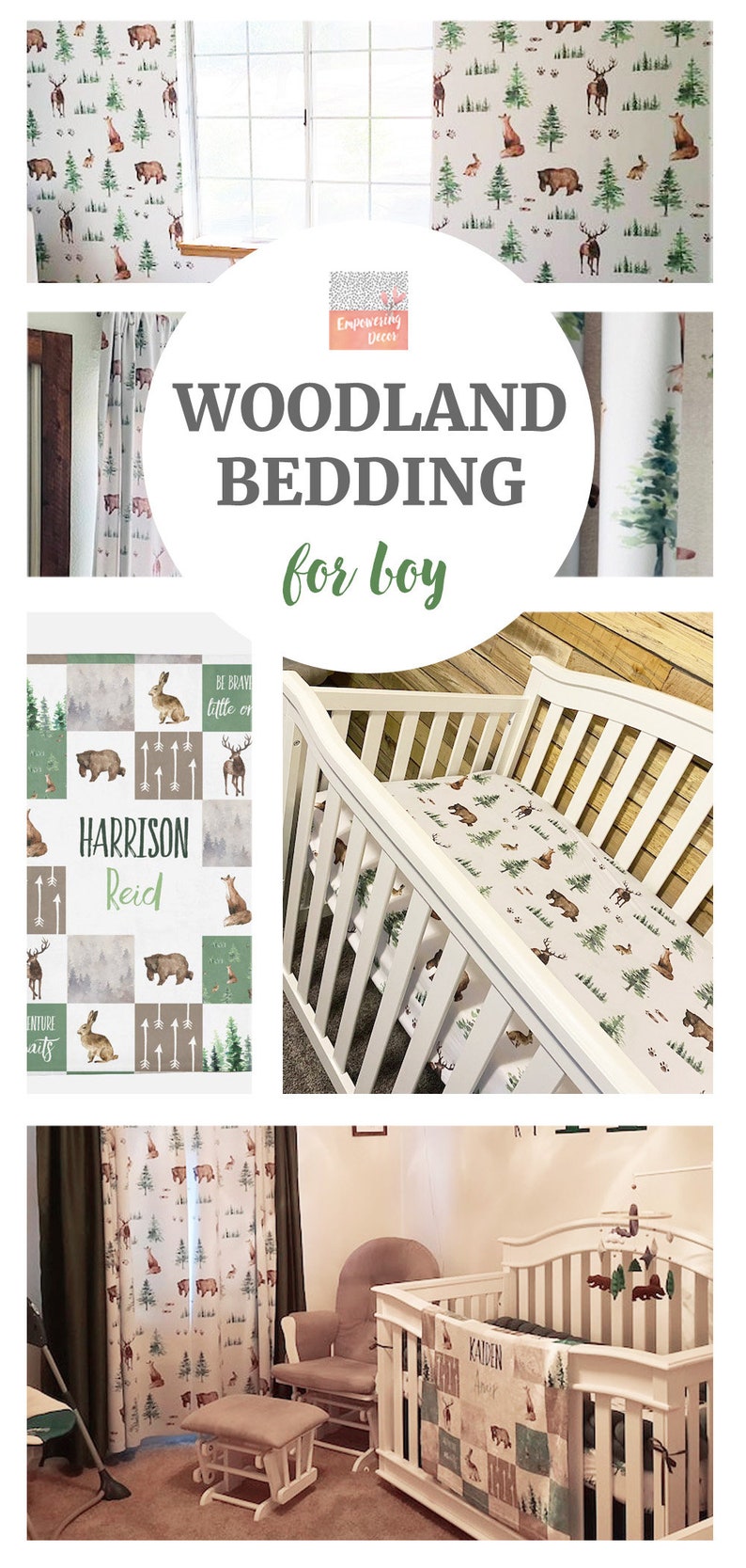 Woodland Baby Crib Bedding Set, Baby Boy Baby Bedding , Crib Bedding Set, Forest Animals, Man's Cave Crib Sheet, changing pad cover image 7