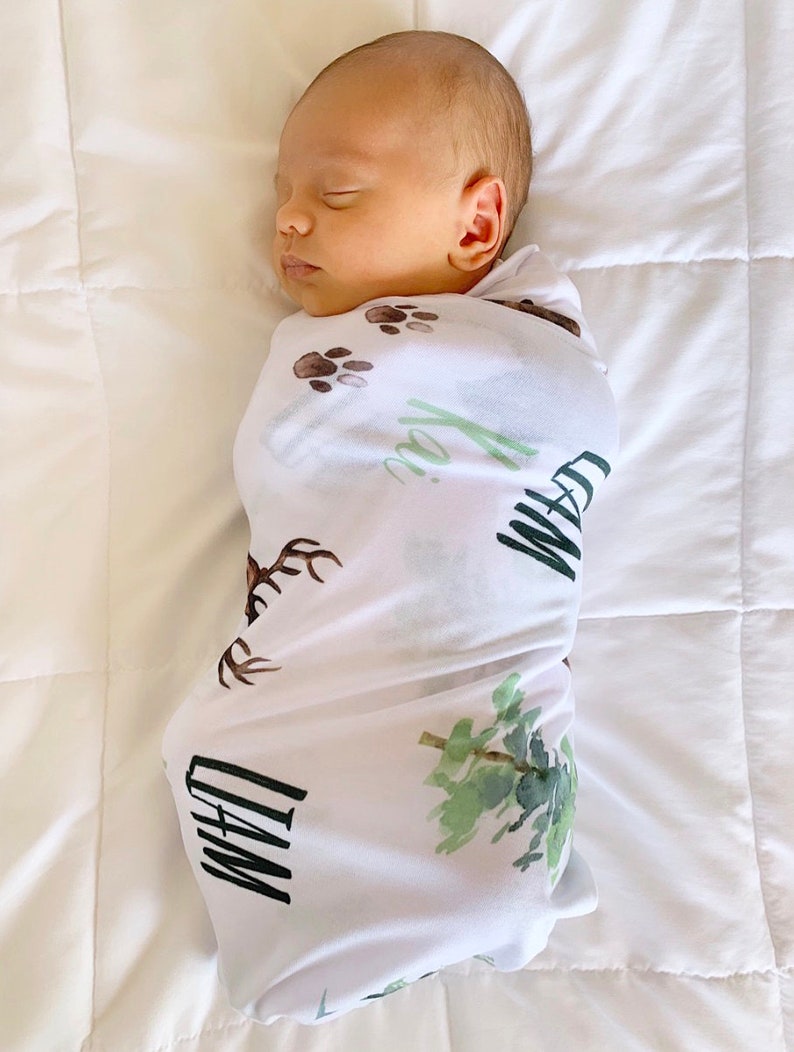 Woodland Baby Blanket Boy / Forest Animals Baby Bedding / Pine Etsy