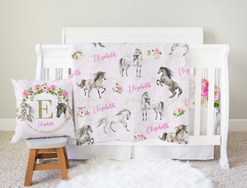 Horses Bedding Set Girl Floral Baby Bedding Horses Etsy