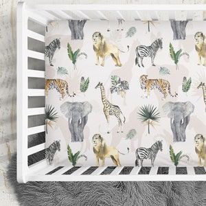 Safari Crib Sheet, Crib bedding, Gender neutral Baby Bedding, Baby Shower Gift, Safari Animals Nursery Bedding, Safari baby bedding