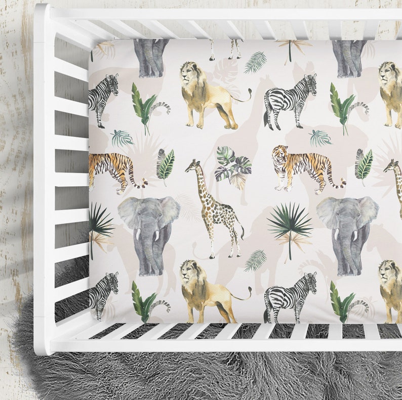 Safari Crib Sheet Crib Bedding Gender Neutral Baby Bedding Etsy