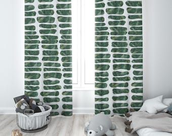 Emerald Green Blackout Curtain Panel: Tropical Modern Nursery