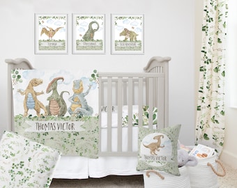 Baby Boy Dinosaur Nursery Dinosaurs Crib Bedding Set, Dinosaurs
