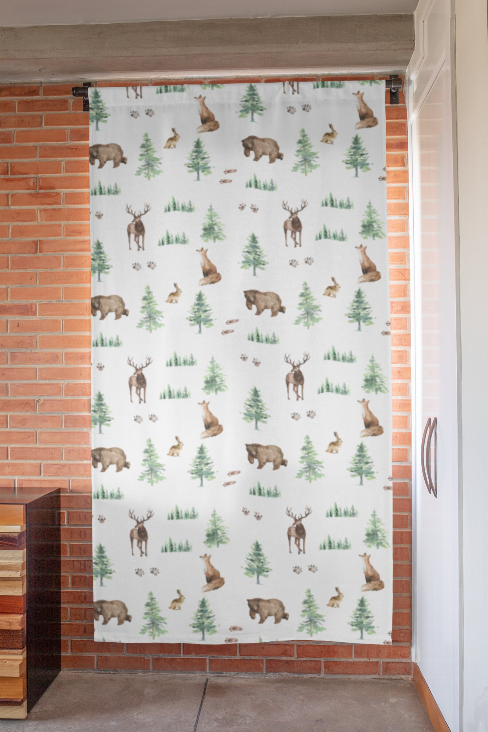 Woodland Nursery Curtains baby room curtains bear fox Etsy