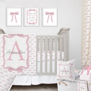 Pink Bows Baby Girl Crib Bedding Set: Personalized Nursery Decor