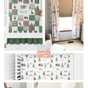 Woodland Baby Crib Bedding Set, Baby Boy Baby Bedding , Crib Bedding Set, Forest Animals, Man's Cave Crib Sheet, changing pad cover image 5