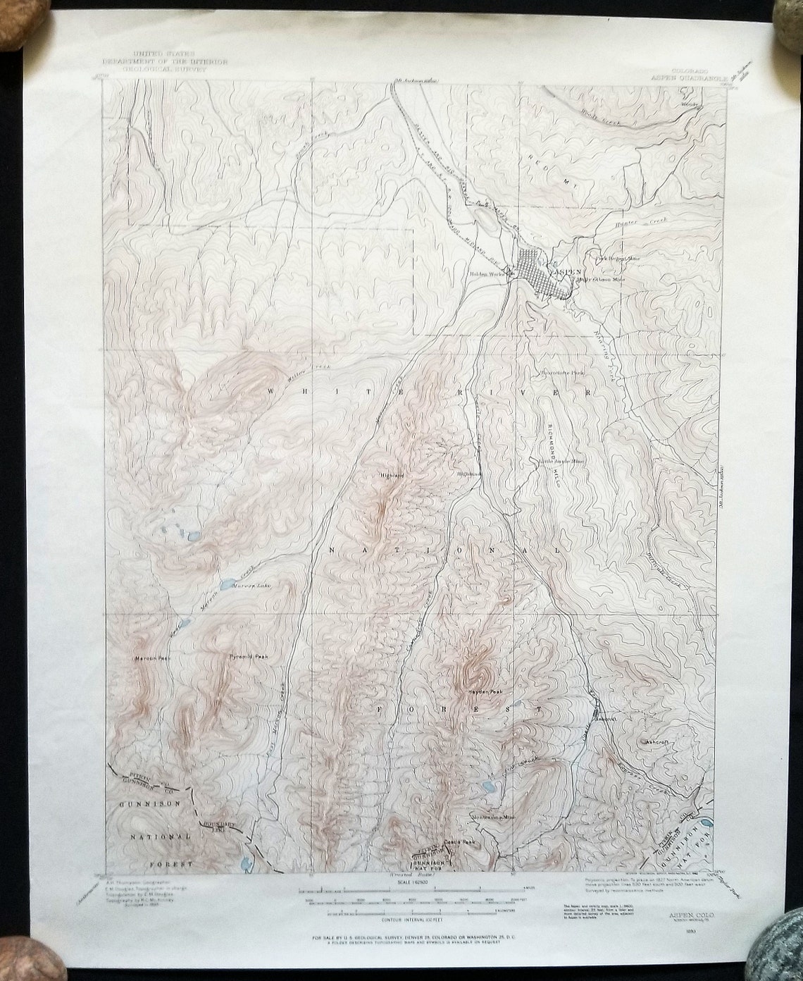 ASPEN COLORADO Vintage 1893 Survey Map Printed 1962. USGS Etsy