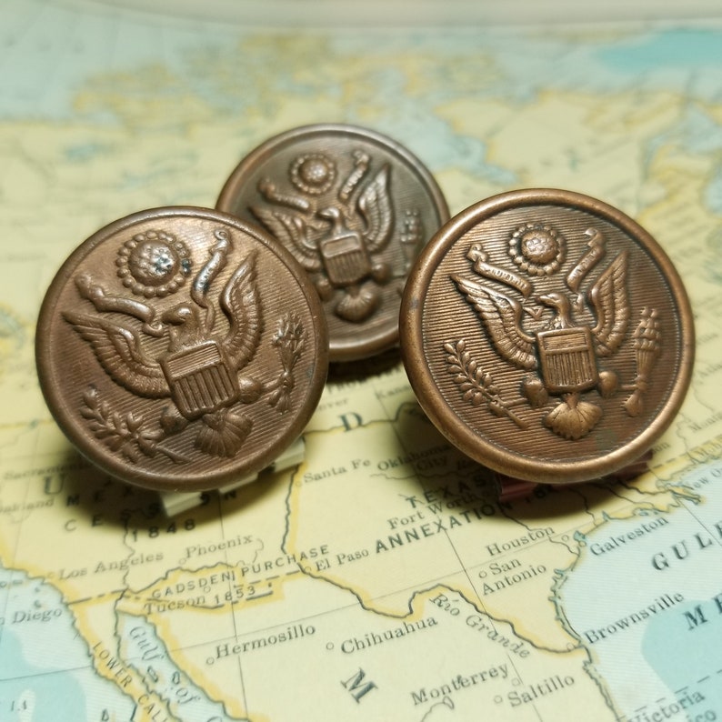 3 ANTIQUE U.S. ARMY BUTTONS Vintage Copper Military Etsy