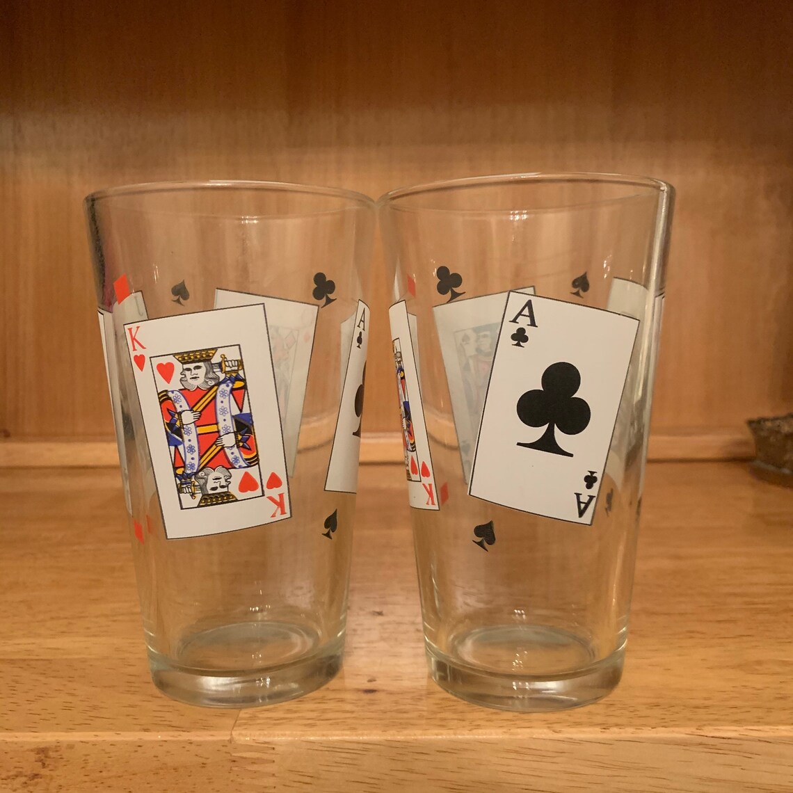 Vintage Set of 2 Poker Pint Glasses Vintage Poker Glasses Etsy