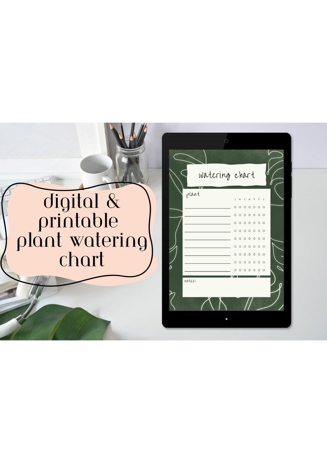 Plant Watering Chart, Digital and Printable Plant Watering Schedule - Etsy