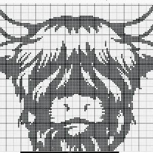 Highland Cow Single Crochet or C2C graph - Highland Cow Crochet graph - PDF - Downloadable crochet graph - Highland Cow Blanket