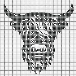 Highland Cow Single Crochet or C2C graph - Highland Cow Crochet graph - PDF - Downloadable crochet graph - Highland Cow Blanket