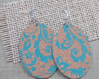 Floral Print Cork & Paper Earrings