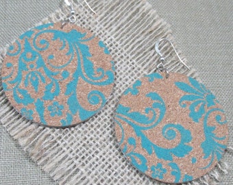 Paisley Print Cork & Paper Earrings