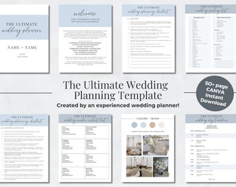Wedding Planner Canva Template: Checklist, Timeline, Guide (Digital Download)