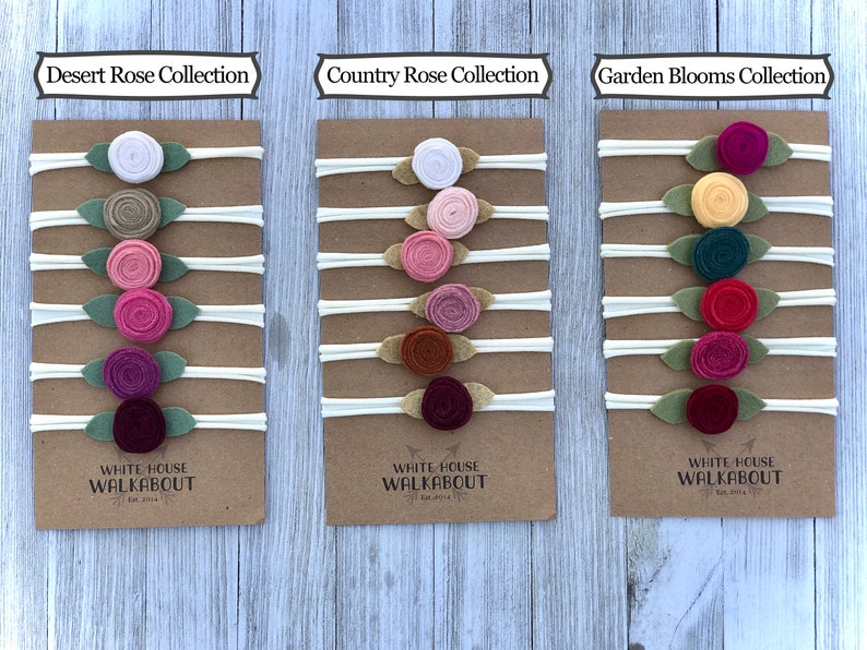 Country Rose Collection Baby Shower Gift Photo Prop Newborn Headband Baby Headband Baby Girl Gift Organic Rose Headbands