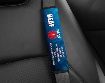 Deaf Awareness. Special Needs Seat Belt Cover, Deaf Seat Belt Cover, Medical Alert, Special Needs Gift, Special needs Parents