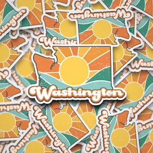 Washington State Sticker, Washington Souvenir, Retro State Sticker, Reizen Sticker Kaart, Waterdichte Sticker,