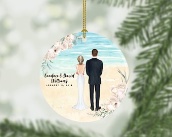 Custom Wedding Ornament, Valentines Gift,Beach Wedding, Spouse Gift, Custom Valentines Gift, Anniversary Gift, Wedding Gift,