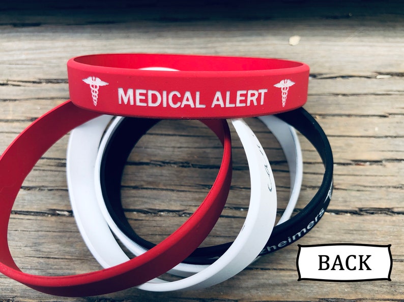 Medical ID Bracelet, Custom Silicone Bracelet ID,Custom ID Bracelet, Waterproof Medical Bracelet, Medical Alert Bracelet image 3