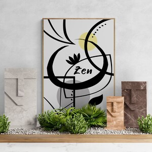 Zen poster to download, black and white, modern decoration, minimalism