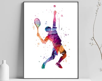 Tennis poster, sport poster, tennis player, wall decoration, gym, racket